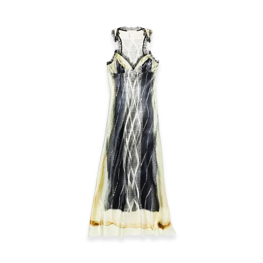 H&M x Glenn Martens Printed Satin Dress "Black"