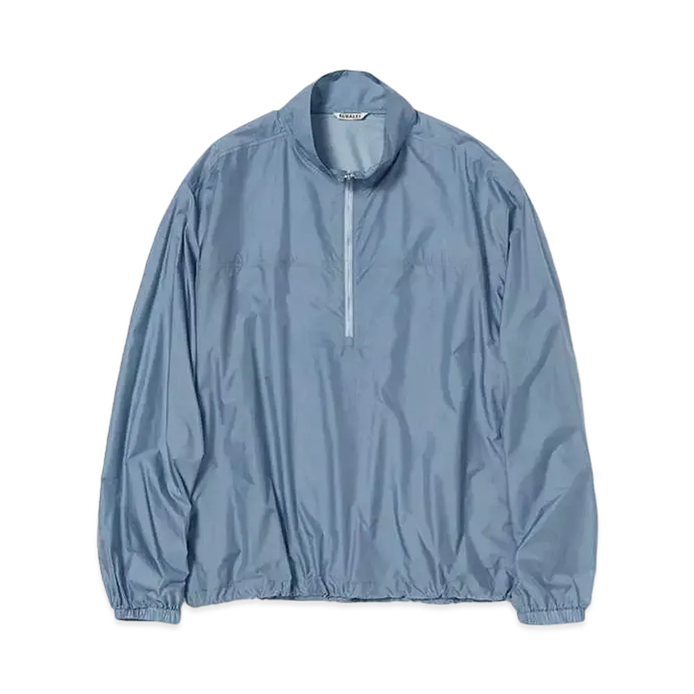 AURALEE Light Nylon Half Zip P/O "Blue Grey"