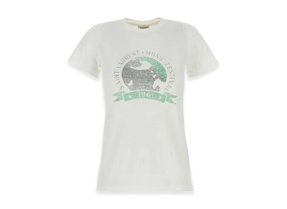 Saint Laurent Women's Cotton T-Shirt "White"