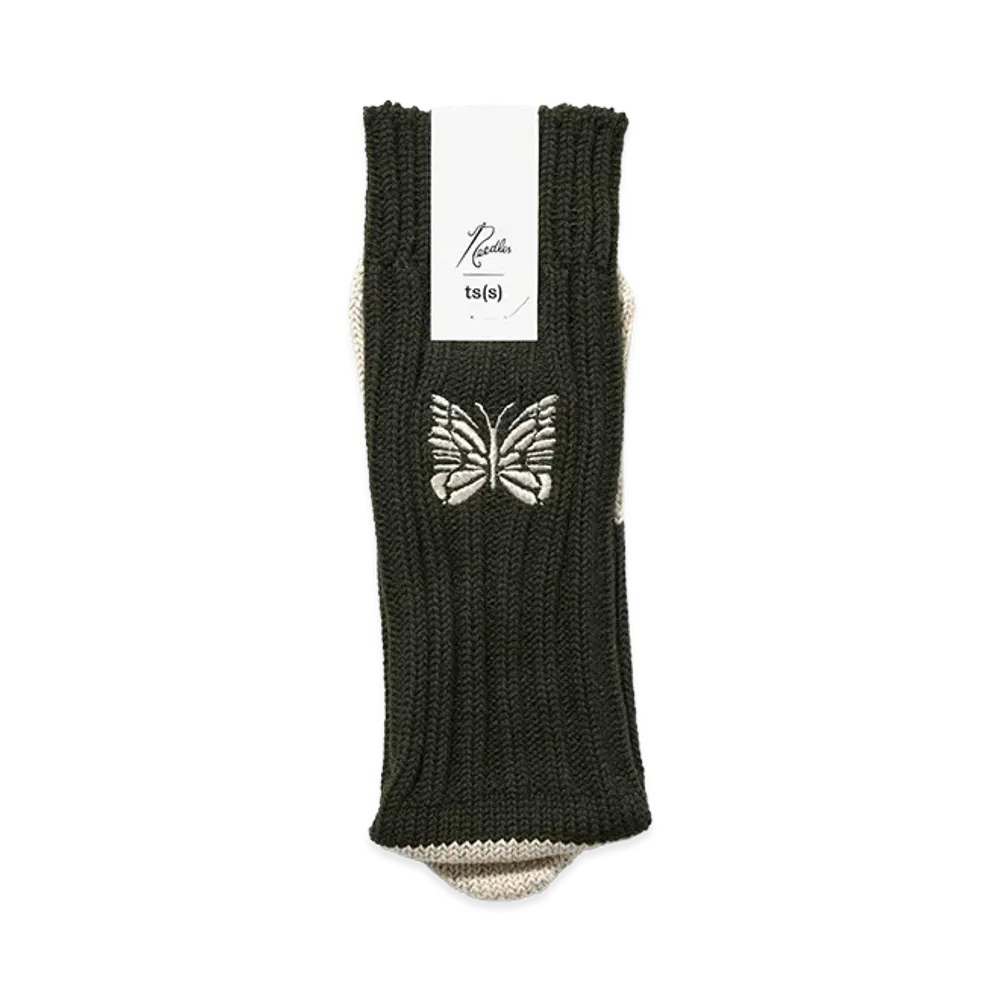 NEEDLES x ts(s) Unpaired Cotton Rib Sock "Khaki"