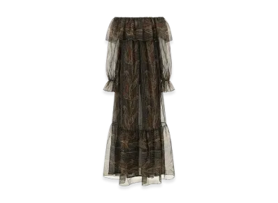 Saint Laurent Women's Silk Lurex Creponne Dress "Printed"
