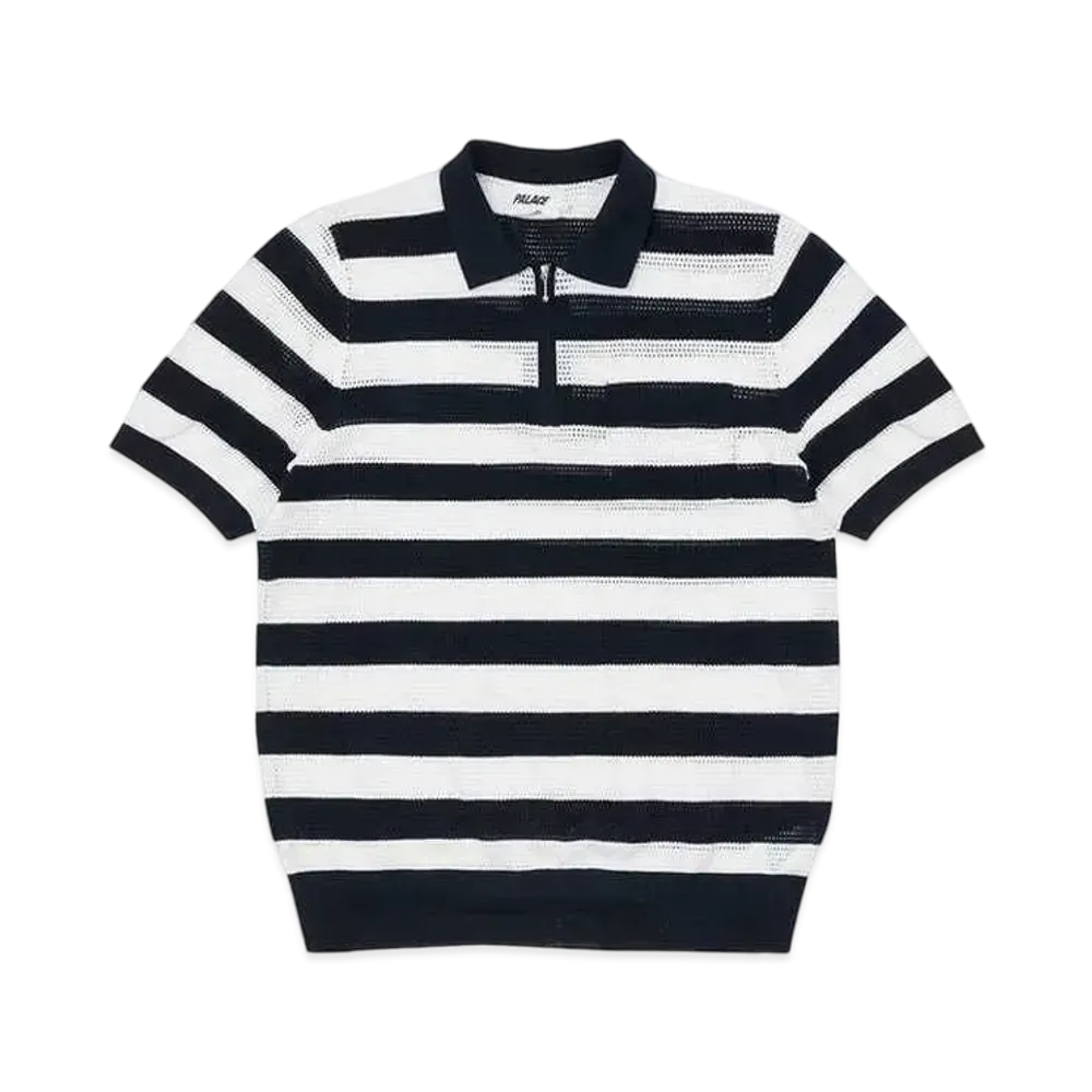 PALACE STRIPE MESH POLO "Navy / White"