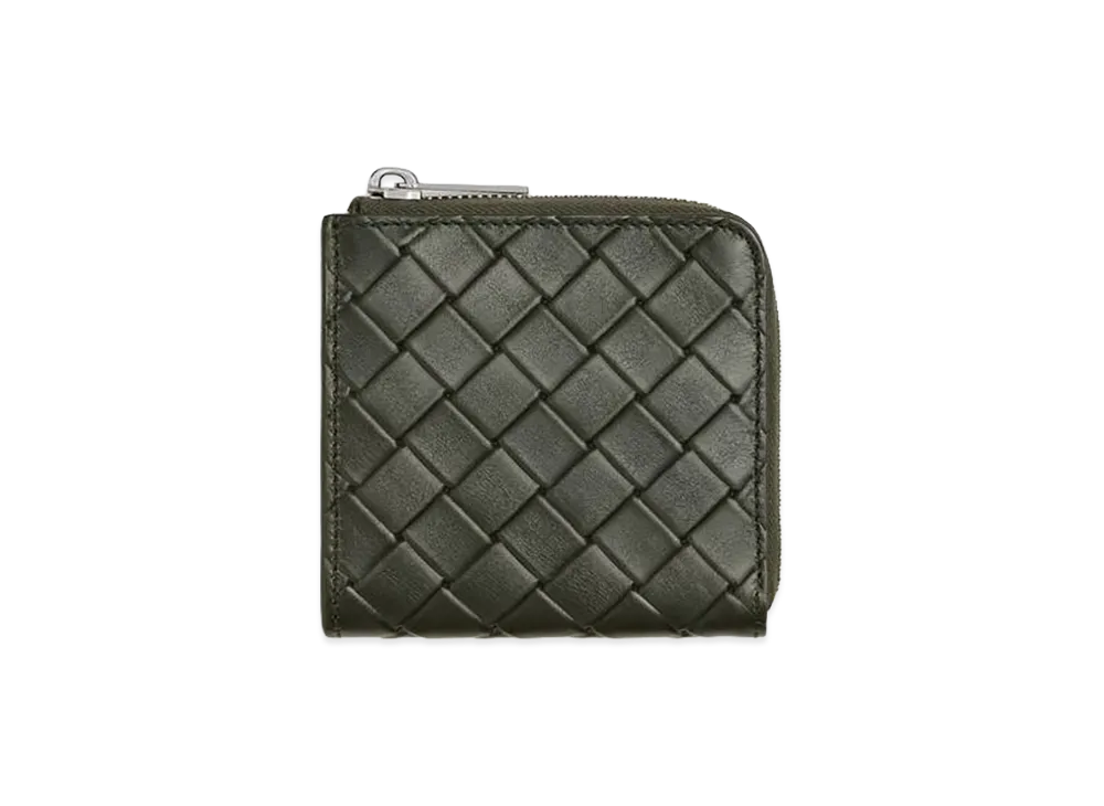 Bottega Veneta Intrecciato Stamp Compact Zip Around Wallet "Camping"