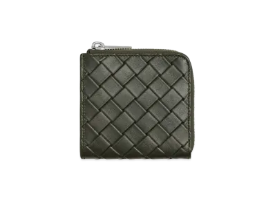 Bottega Veneta Intrecciato Stamp Compact Zip Around Wallet "Camping"