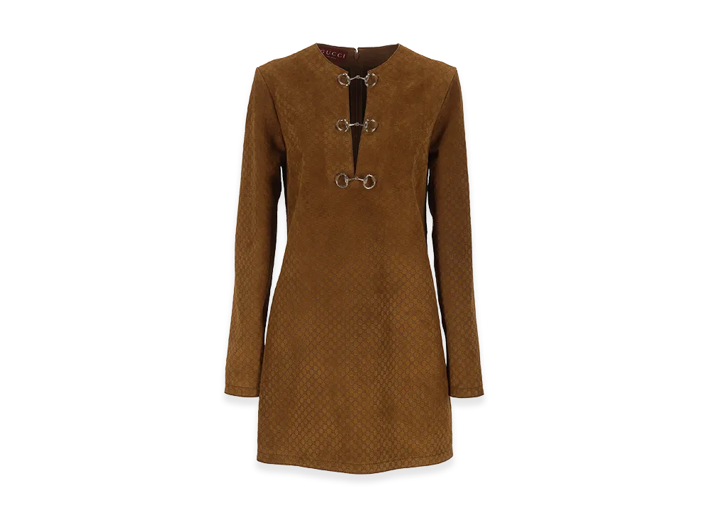 GUCCI Women's Suede Dress "Brown"