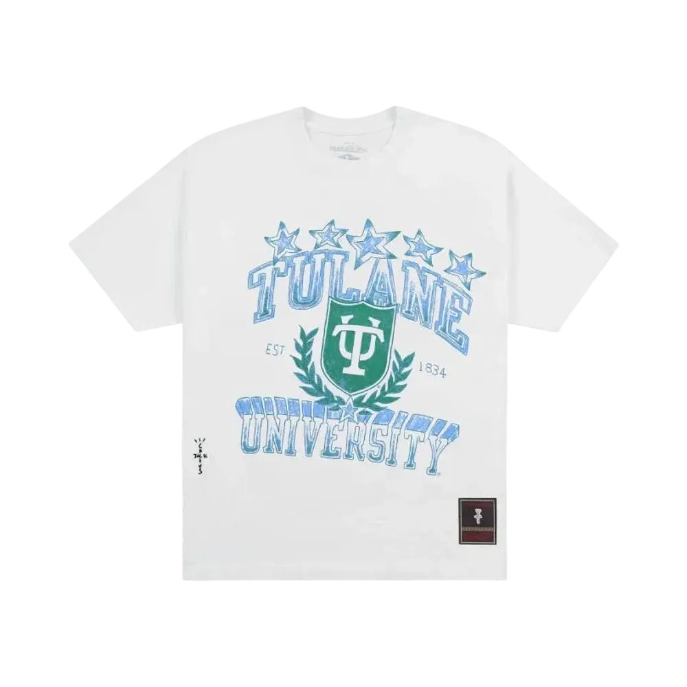 Travis Scott x M&N x Tulane University Handdrawn Tee "White"