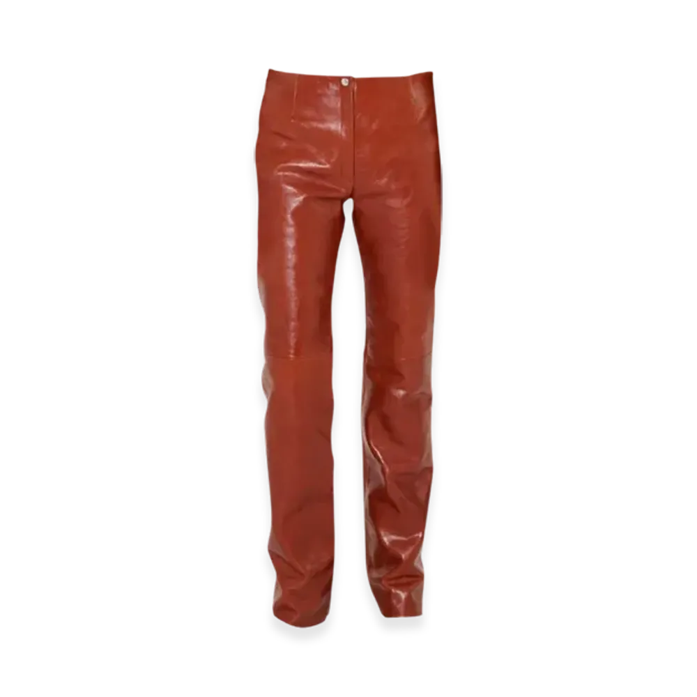 OUR LEGACY Women's Biker Trouser Leather "Cognac Brown"