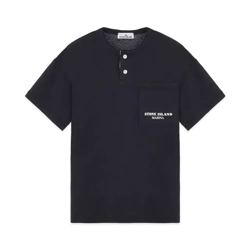 Stone Island 221X3 Marina Henley Neck Long Sleeve T-Shirt "Blue"