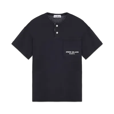 Stone Island 221X3 Marina Henley Neck Long Sleeve T-Shirt "Blue"