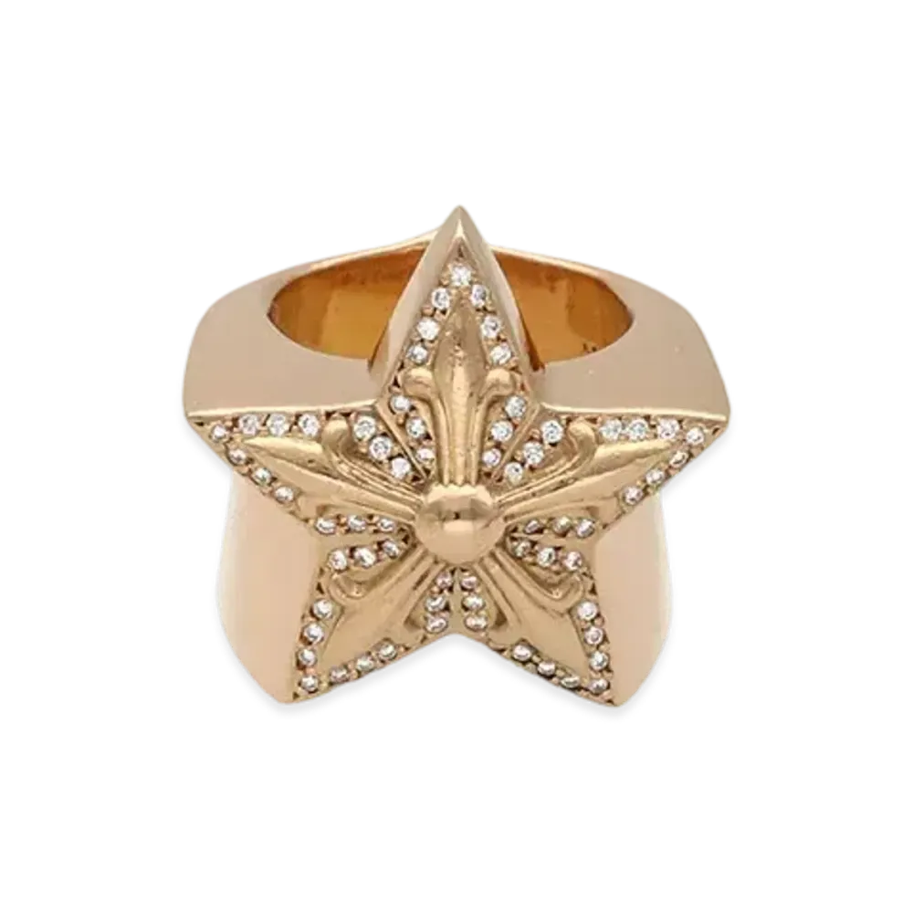 Chrome Hearts 22K Large Star Pave Diamond Ring "Yellow Gold"