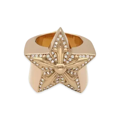 Chrome Hearts 22K Large Star Pave Diamond Ring "Yellow Gold"