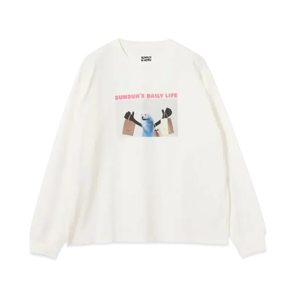 B:MING by BEAMS x PUPPET SUNSUN / Fade Photo Print Long Sleeve T-Shirt Shop "OffWhite"