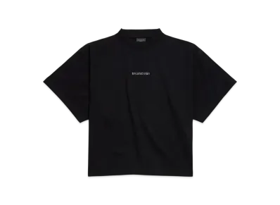 BALENCIAGA Women's Back Strass Cropped T-Shirt "Black"