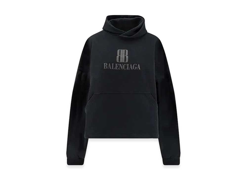 BALENCIAGA Women's Felpa Cropped in Cotone "Black"