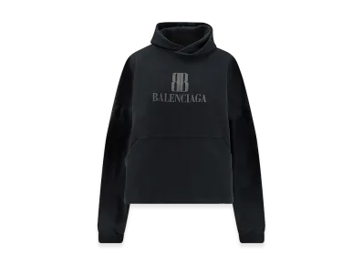 BALENCIAGA Women's Felpa Cropped in Cotone "Black"