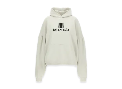 BALENCIAGA Women's Cropped Logo Hoodie "Gray"