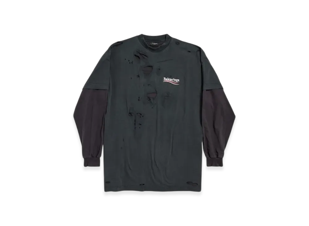 BALENCIAGA Political Campaign Long Sleeve Layered T-Shirt "Black"