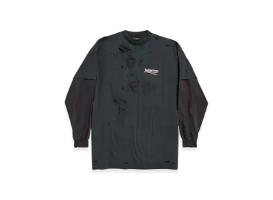 BALENCIAGA Political Campaign Long Sleeve Layered T-Shirt "Black"