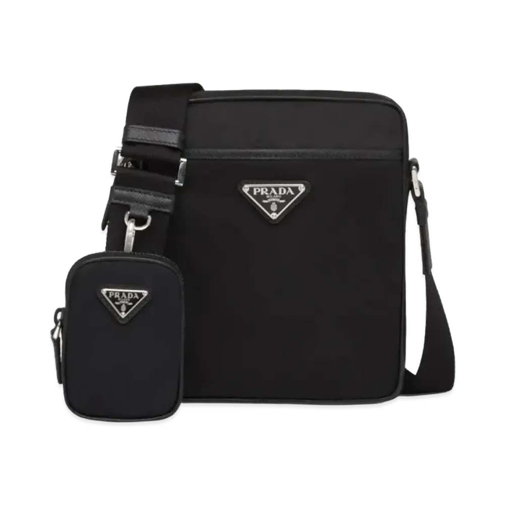 PRADA Re-Nylon and Saffiano Leather Shoulder Bag "Black"