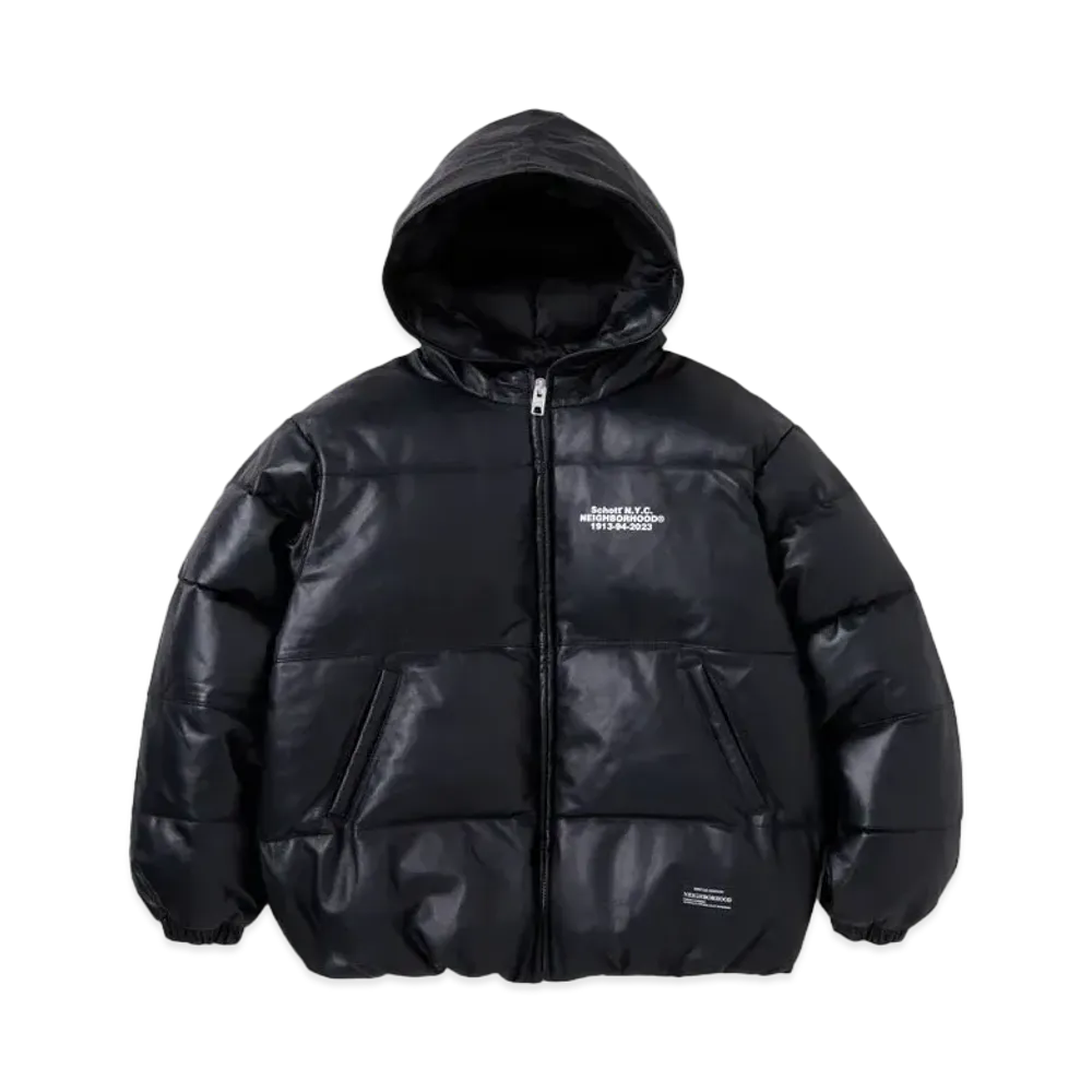 NEIGHBORHOOD x Schott Leather Hooded Jacket "Black"