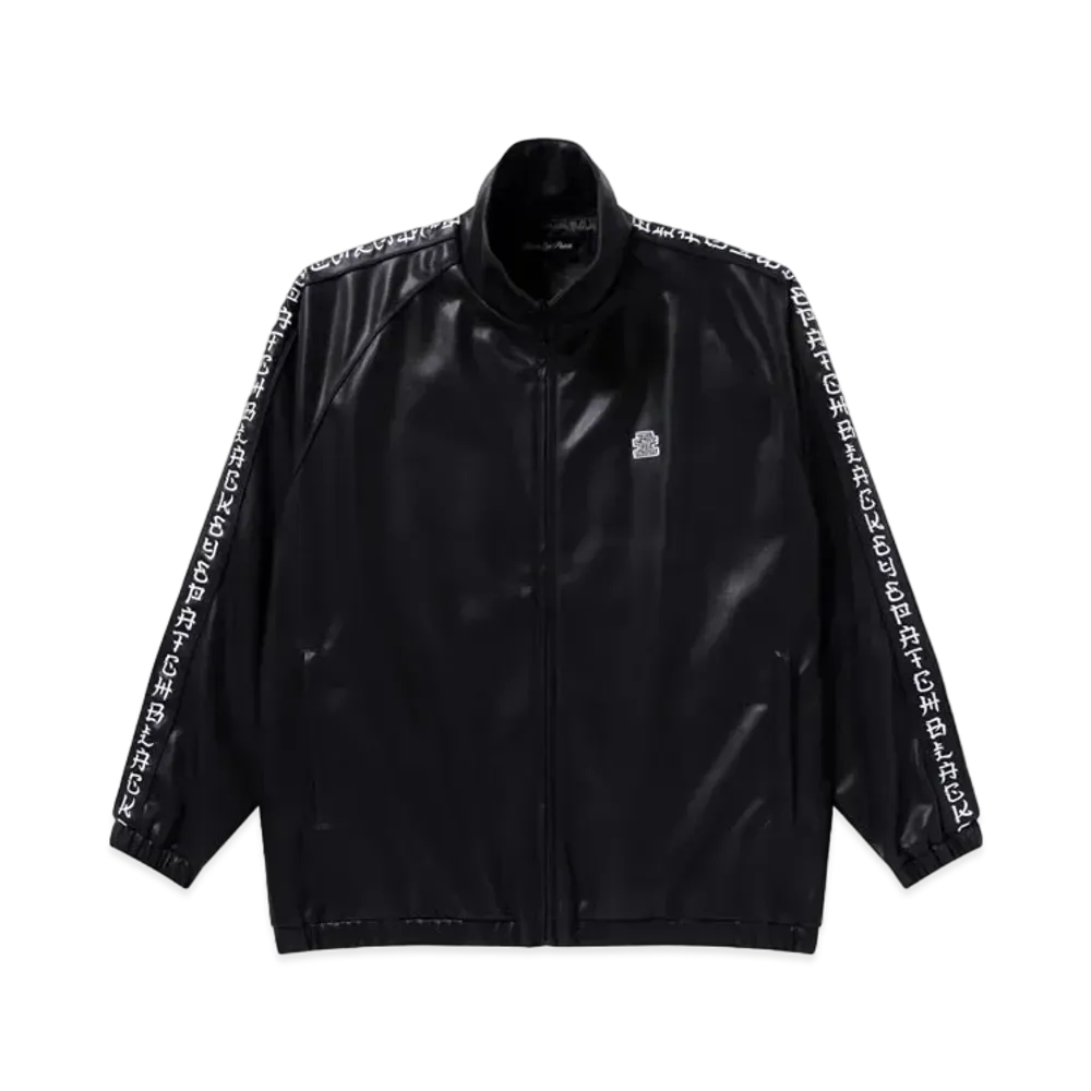 Blackeyepatch Kanji Taped Faux Leather Track Jacket "Black"