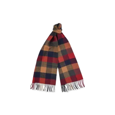 Barbour Double Face Block Check Scarf "Red"