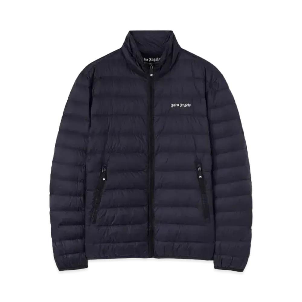 PALM ANGELS Logo Short Down Jacket "Navy Blue"