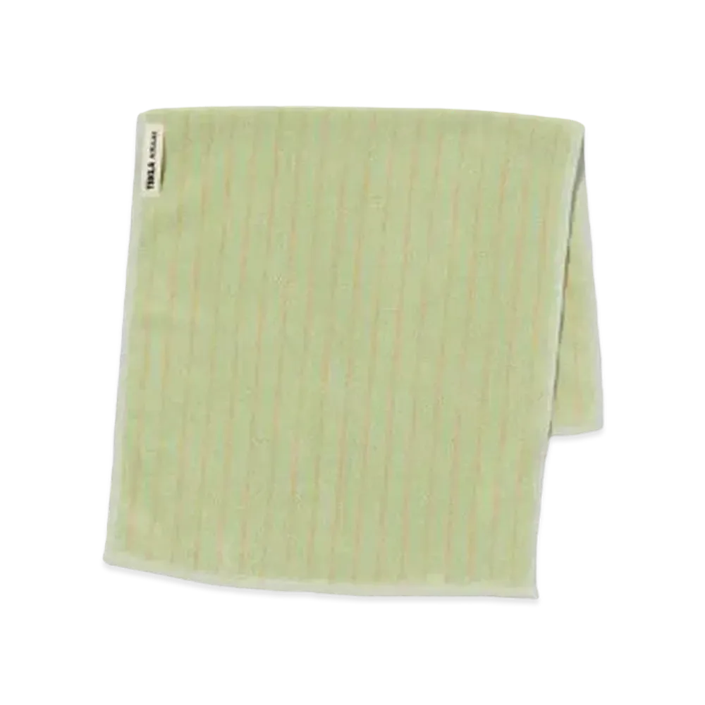 AURALEE x Tekla Hand Towel "Light Moss Stripes"