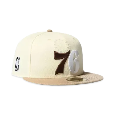 HOME GAME PHILADELPHIA 76ERS CO NBA PATCH 59FIFTY " CHROME/CAMEL"