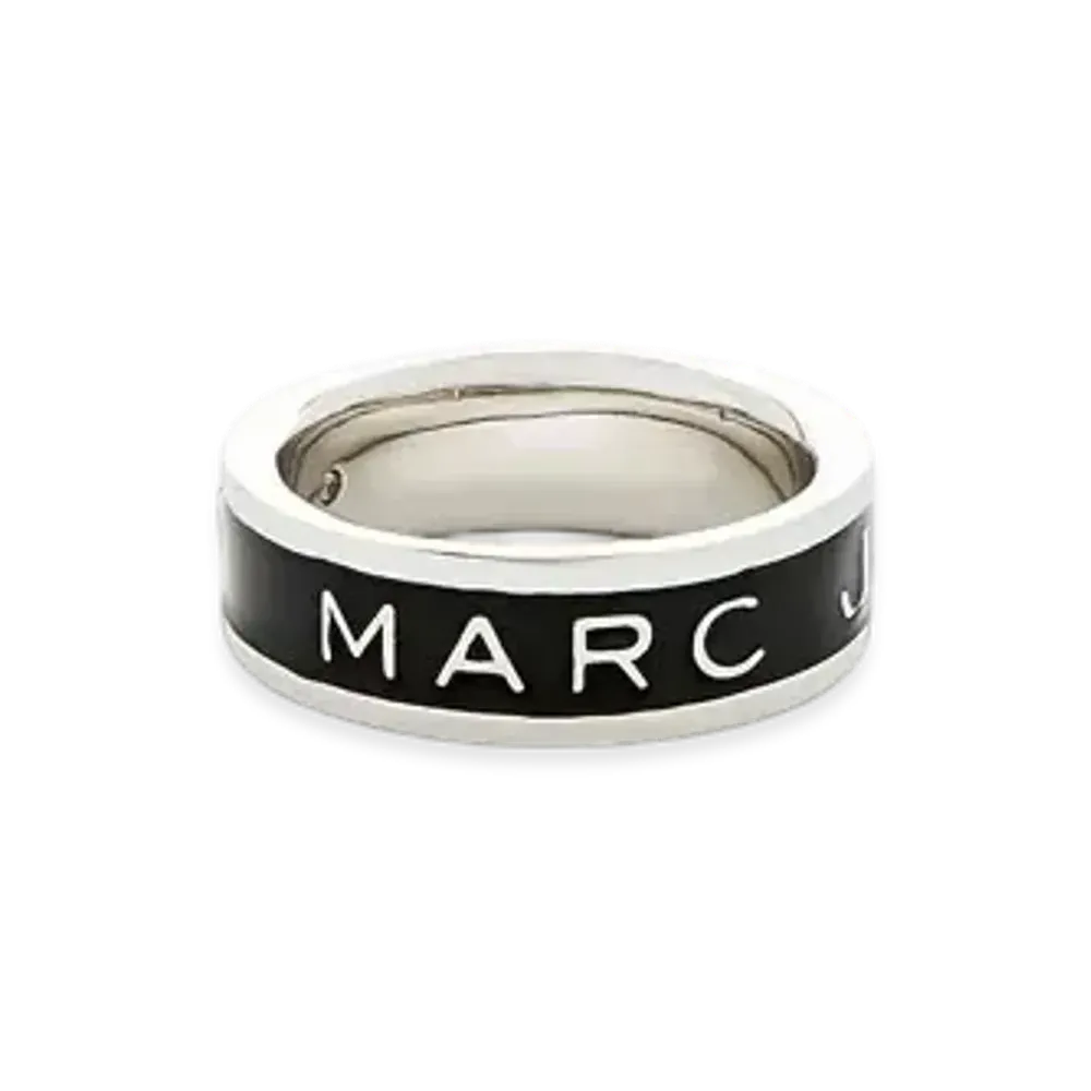 Marc Jacobs Button Enamel Ring "Silver/Black"