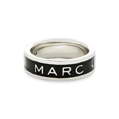 Marc Jacobs Button Enamel Ring "Silver/Black"