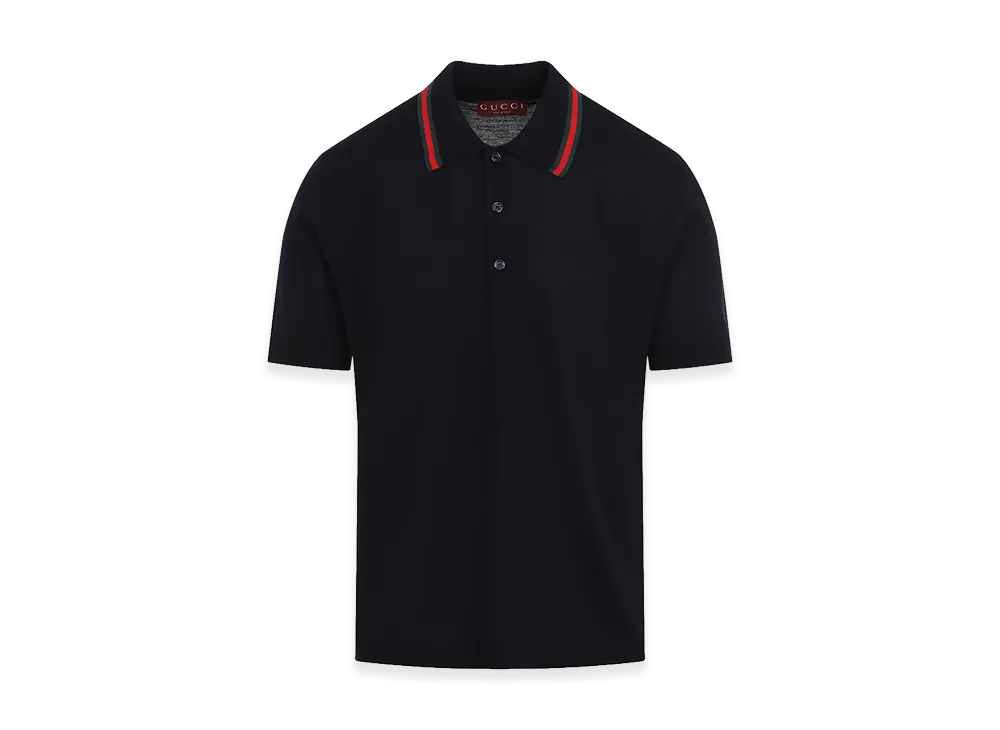 GUCCI Web Ribbon Polo Shirt "Blue"