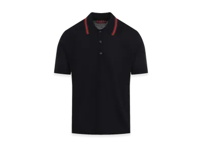 GUCCI Web Ribbon Polo Shirt "Blue"