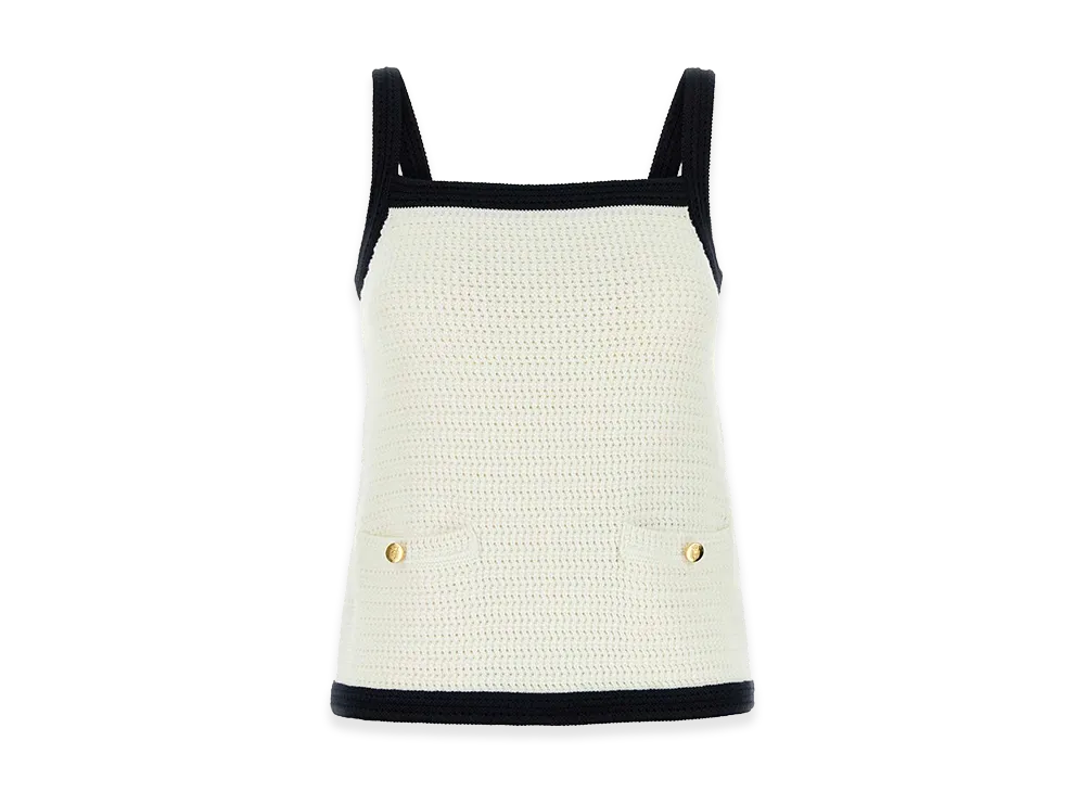 GUCCI Women's Stretch Crochet Tank Top "White"