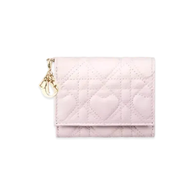 Dior Dioramour Lady Dior Lotus Wallet Cannage Lambskin "Pale Pink"