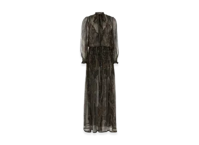 Saint Laurent Women's Semi-Sheer Lavalliere Maxi Dress In Lurex Paisley "Printed"