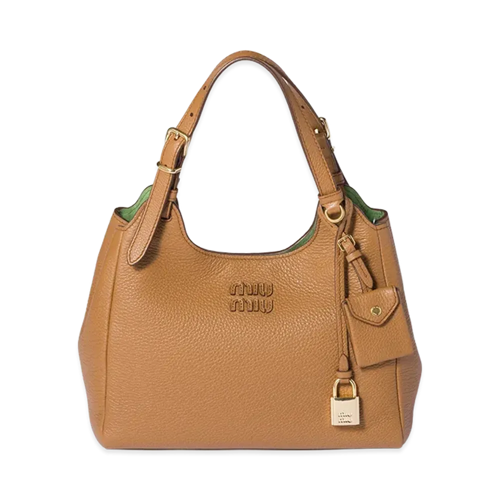 MIU MIU Leather Handbag "Caramel/Larch Green"