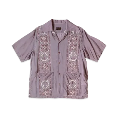 KAPITAL Silk Rayon Habananaja Langle Color Cuba Shirt "Light Purple"