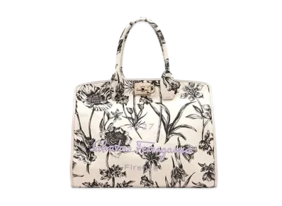 Salvatore Ferragamo Studio Box Bag "White/Black/Purple"