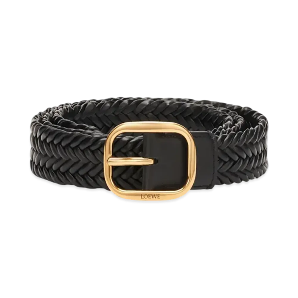 LOEWE Round Soft Woven Belt "Black/Gold"
