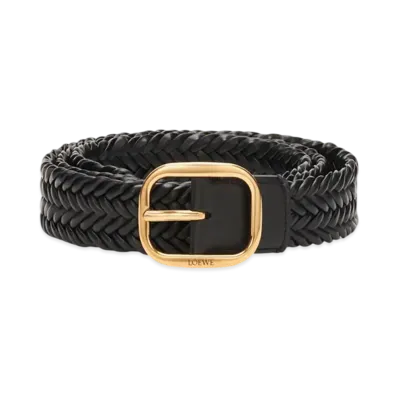 LOEWE Round Soft Woven Belt "Black/Gold"