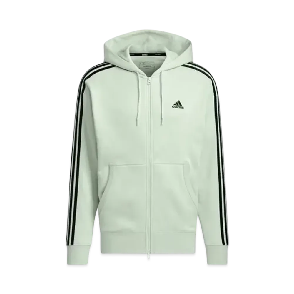 adidas Essentials Plus Loose Fit Three Stripes French Terry Full Zip Parka "Linen Green"