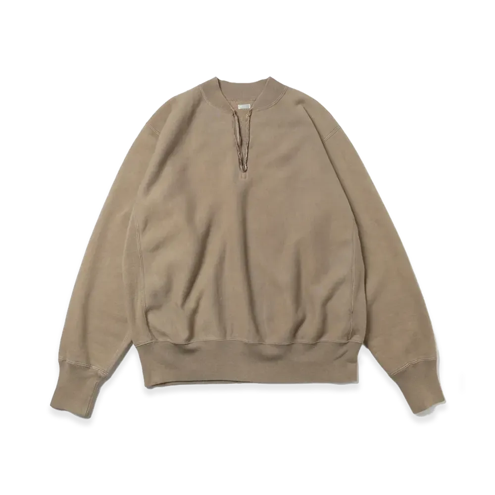 A.PRESSE Vintage Half Zip Rib Collar Sweatshirt "Mocha"