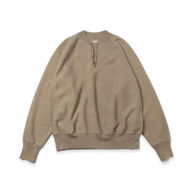 A.PRESSE Vintage Half Zip Rib Collar Sweatshirt "Mocha"