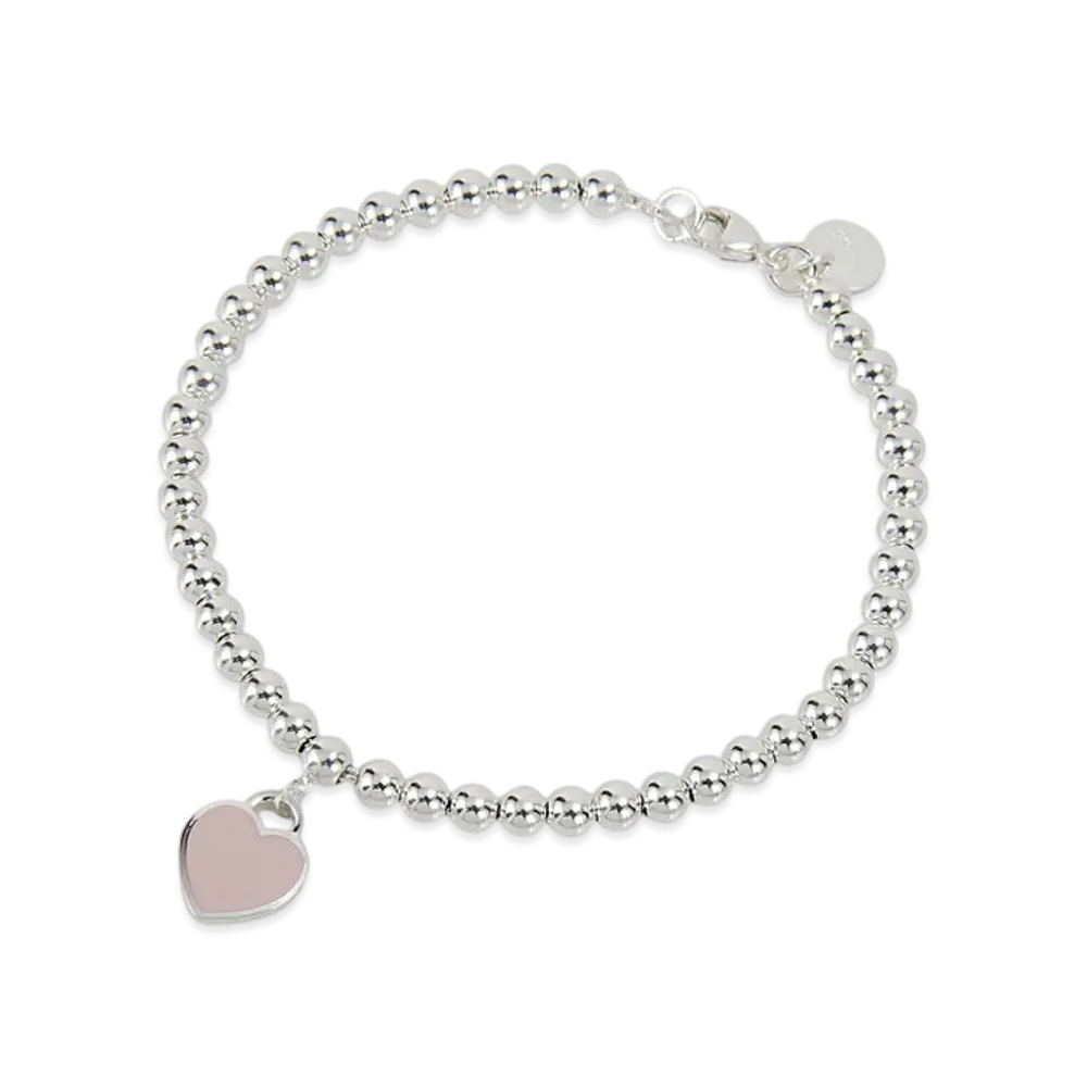 Tiffany & Co. Return to Tiffany Mini Heart Bead Bracelet with Diamonds Medium "Silver"