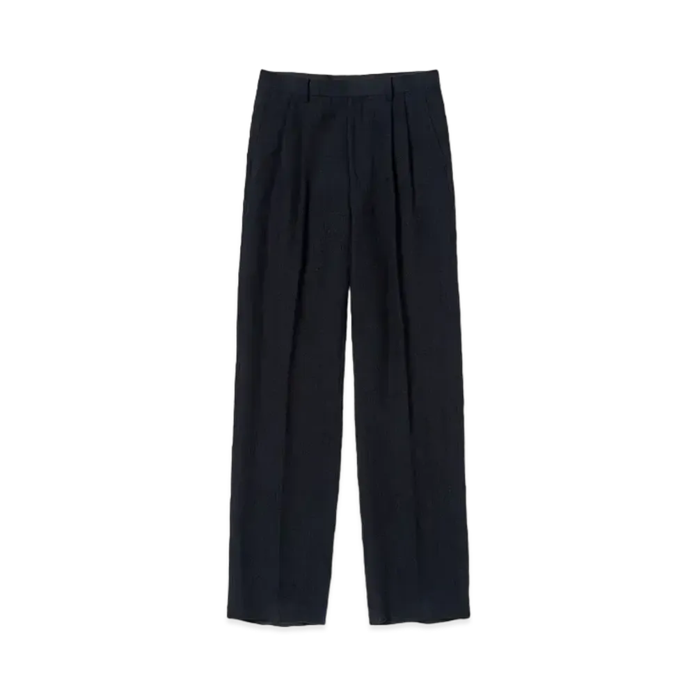 AURALEE Linen Silk Tweed Slacks "Dark Navy"