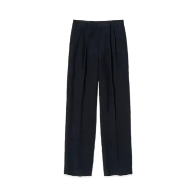 AURALEE Linen Silk Tweed Slacks "Dark Navy"