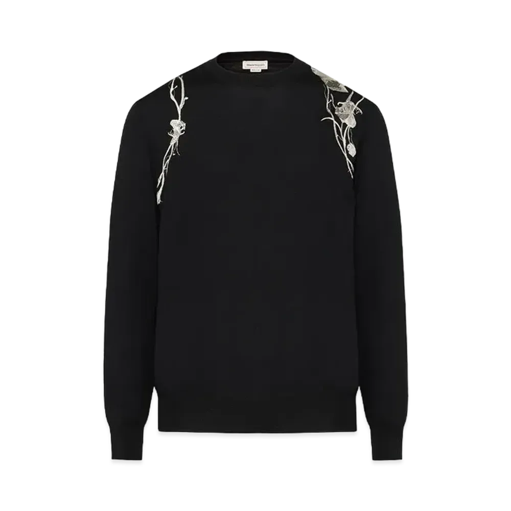 Alexander McQUEEN Pressed Flower Harness Jumper "Black/Ivory"
