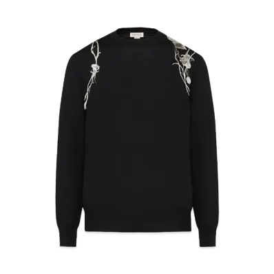 Alexander McQUEEN Pressed Flower Harness Jumper "Black/Ivory"