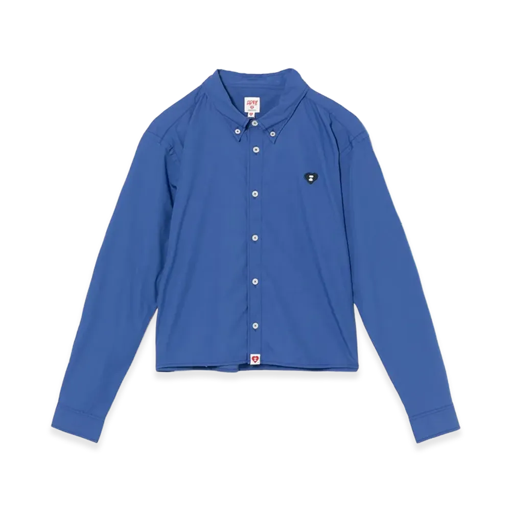 A BATHING APE Women's Cropped Length Button Down Shirt "Blue"